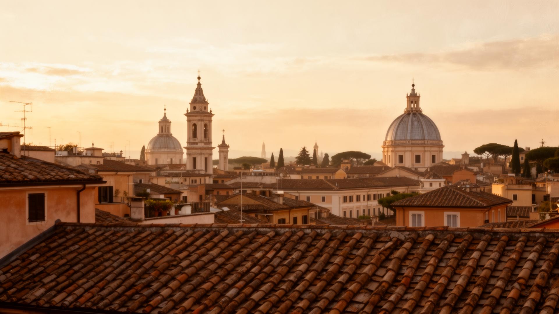 Tetti di Roma al tramonto